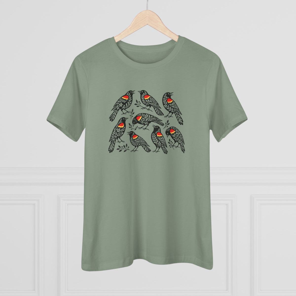 Folk Art Red-Winged Blackbird Women's Tee BC