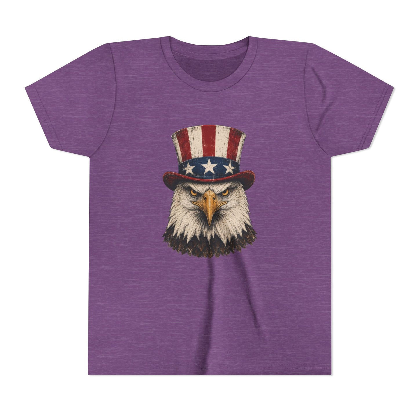 Purple t-shirt with a cartoon dog design on a white background