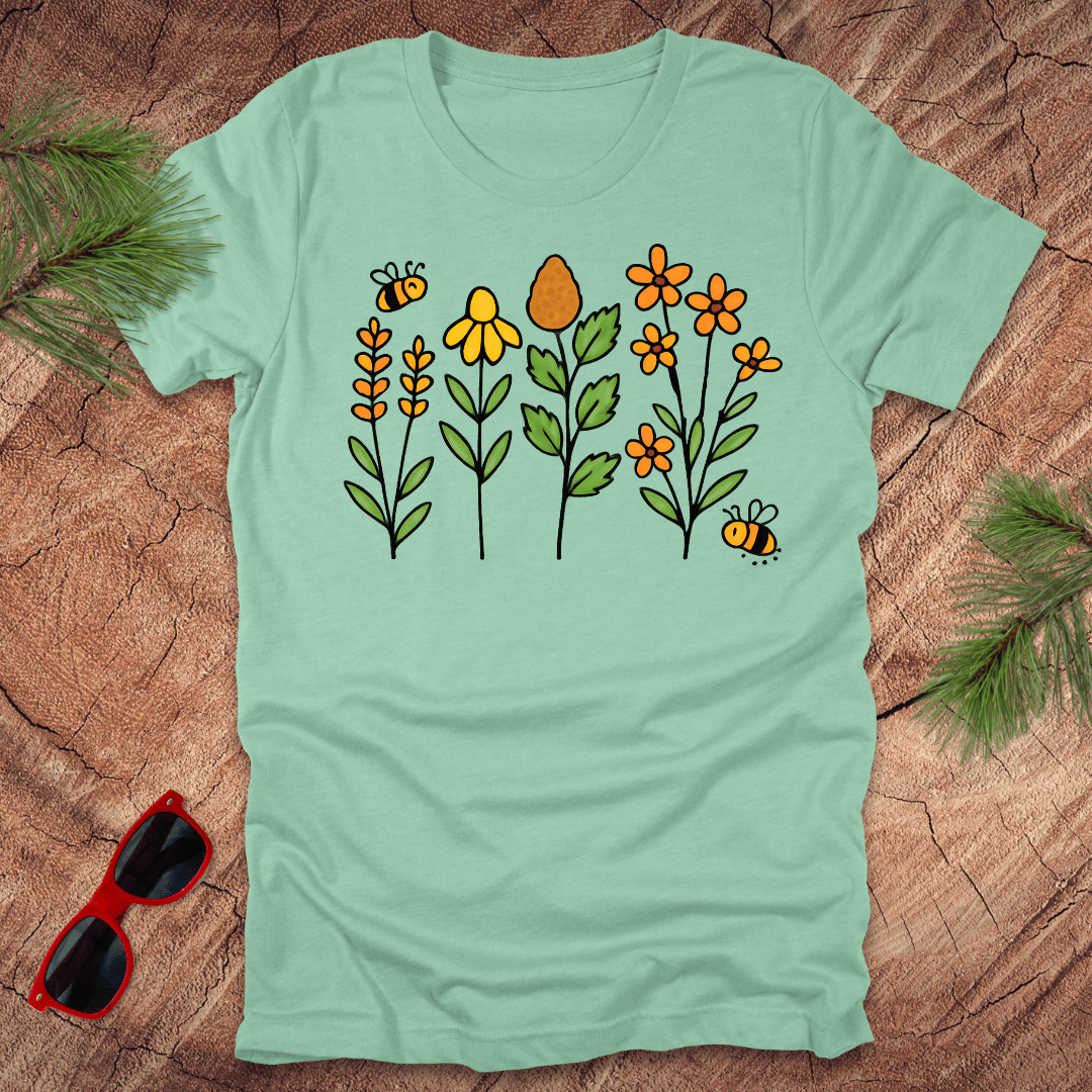 Bees and Flowers Tee - Wandering Owl Adventure Gear
