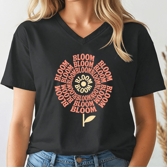 Bloom Flower V - neck Tee - Wandering Owl Adventure Gear