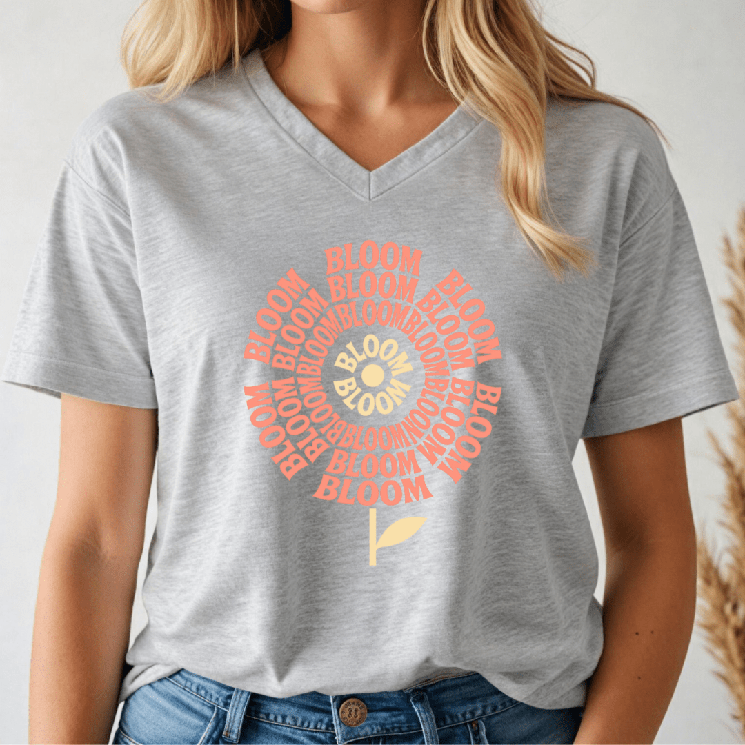 Bloom Flower V - neck Tee - Wandering Owl Adventure Gear