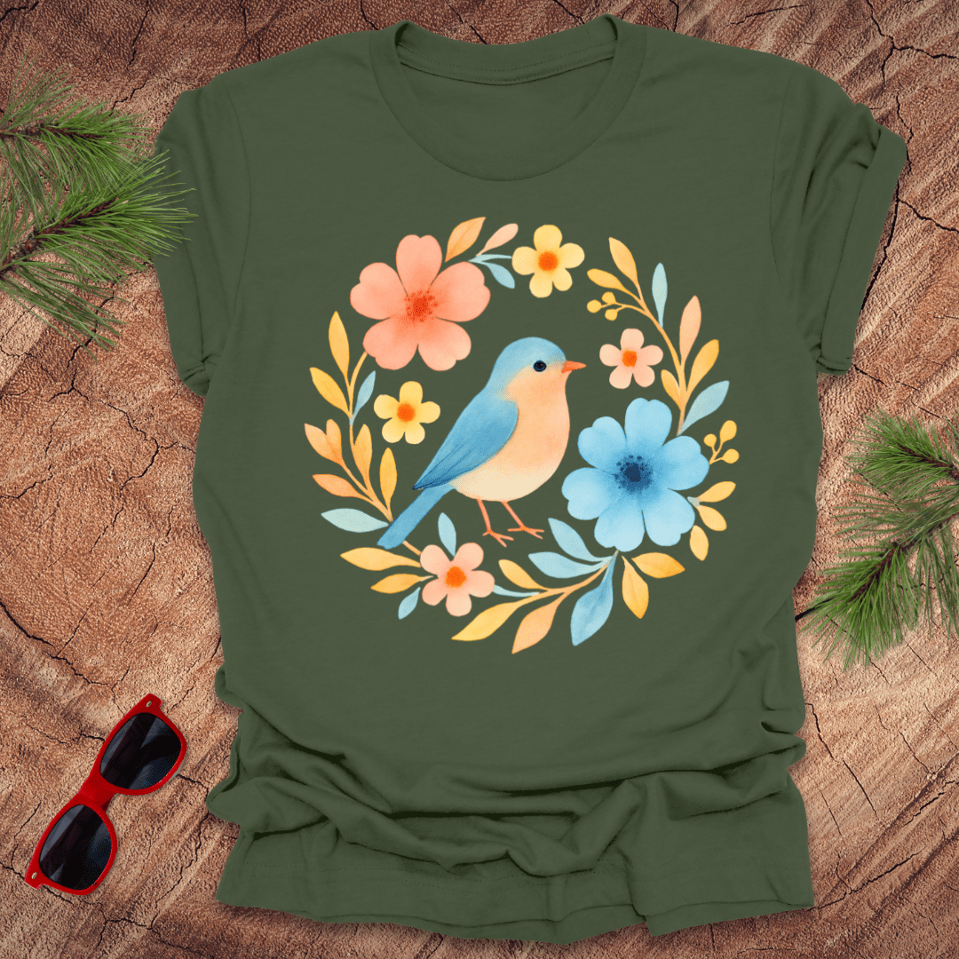 Bluebird and Flowers - Wandering Owl Adventure Gear
