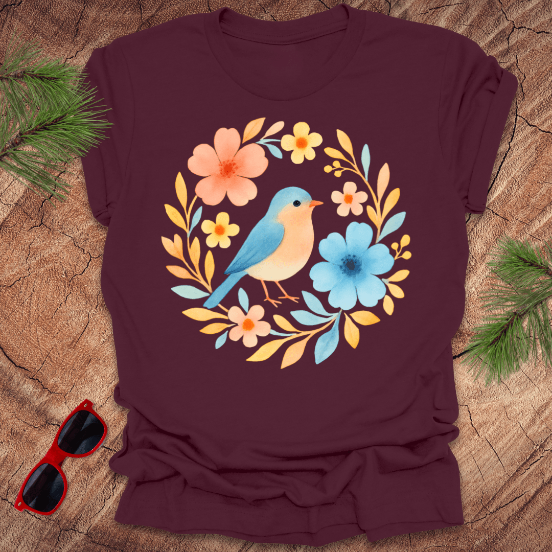 Bluebird and Flowers - Wandering Owl Adventure Gear