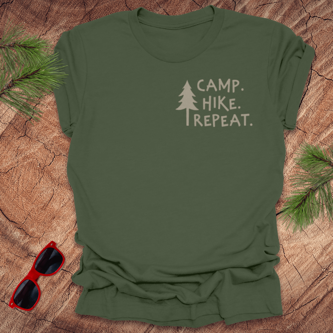 Camp. Hike. Repeat Tee - Wandering Owl Adventure Gear