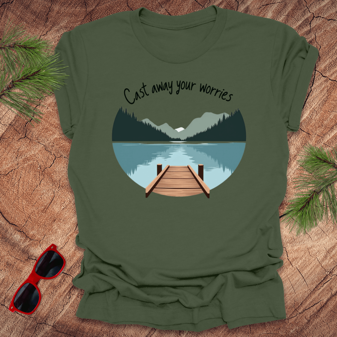 Cast Away Your Worries Fishing Tee - Wandering Owl Adventure Gear