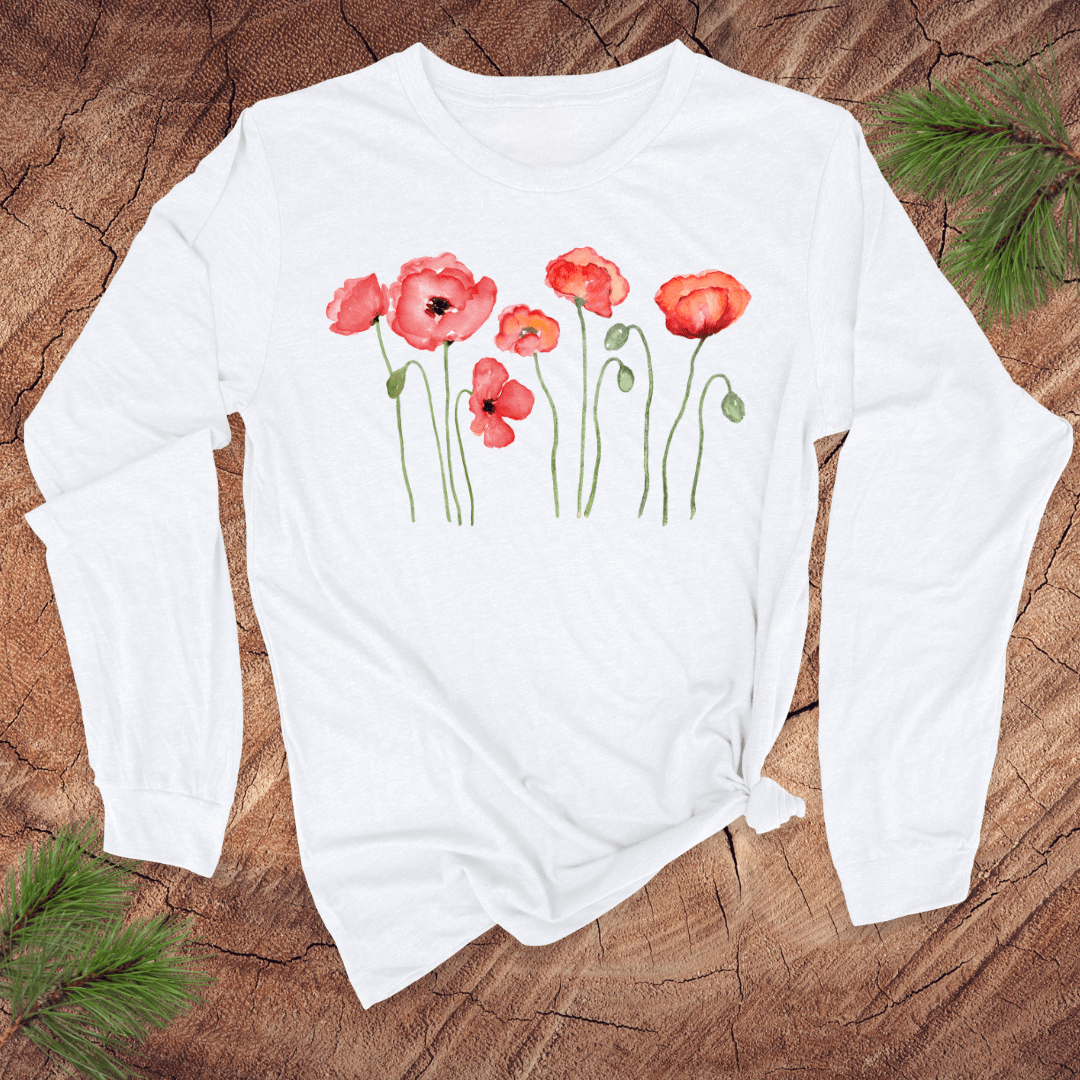 Dancing Poppies Long Sleeve Tee - Wandering Owl Adventure Gear