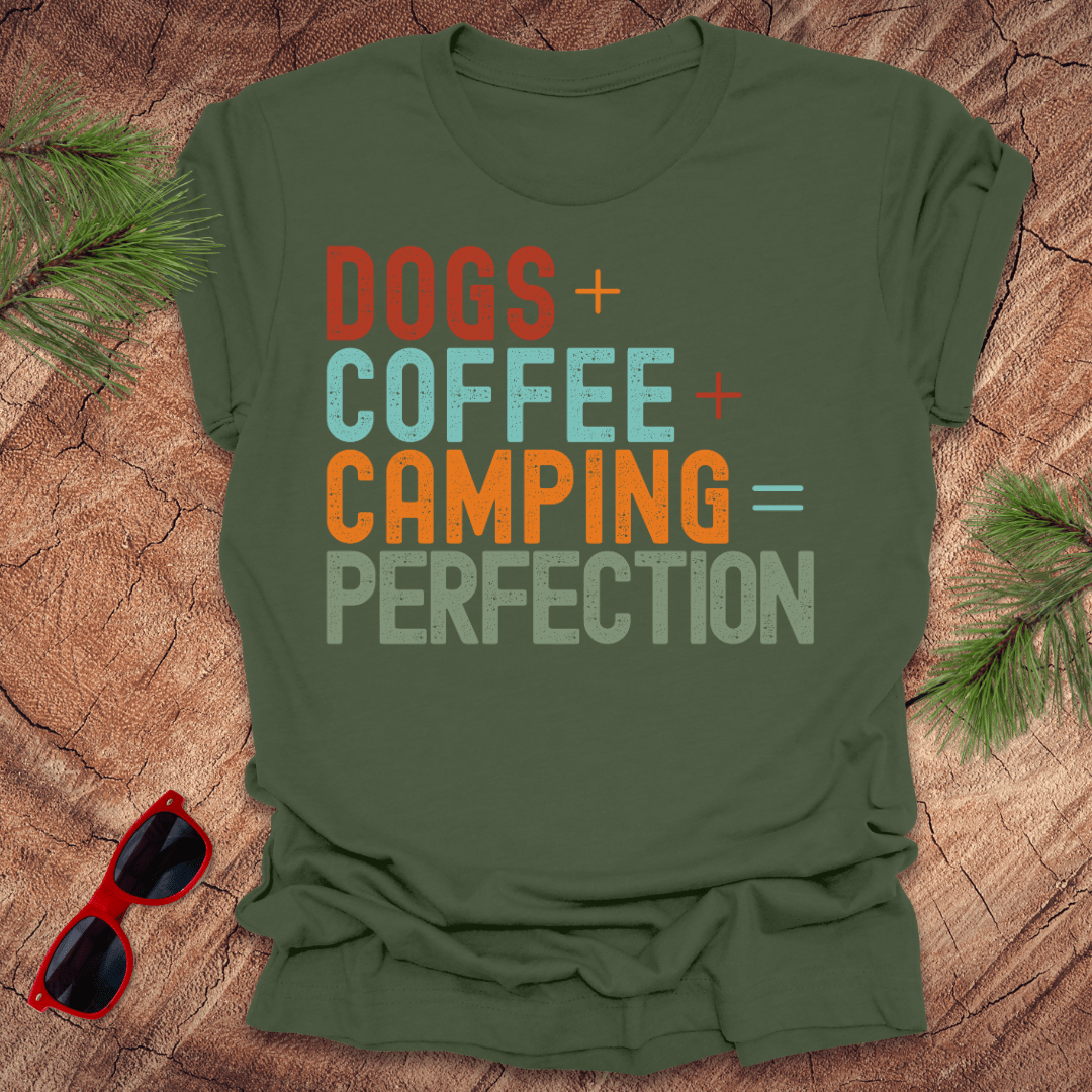 Dogs + Coffee + Hiking = Perfection Tee - Wandering Owl Adventure Gear