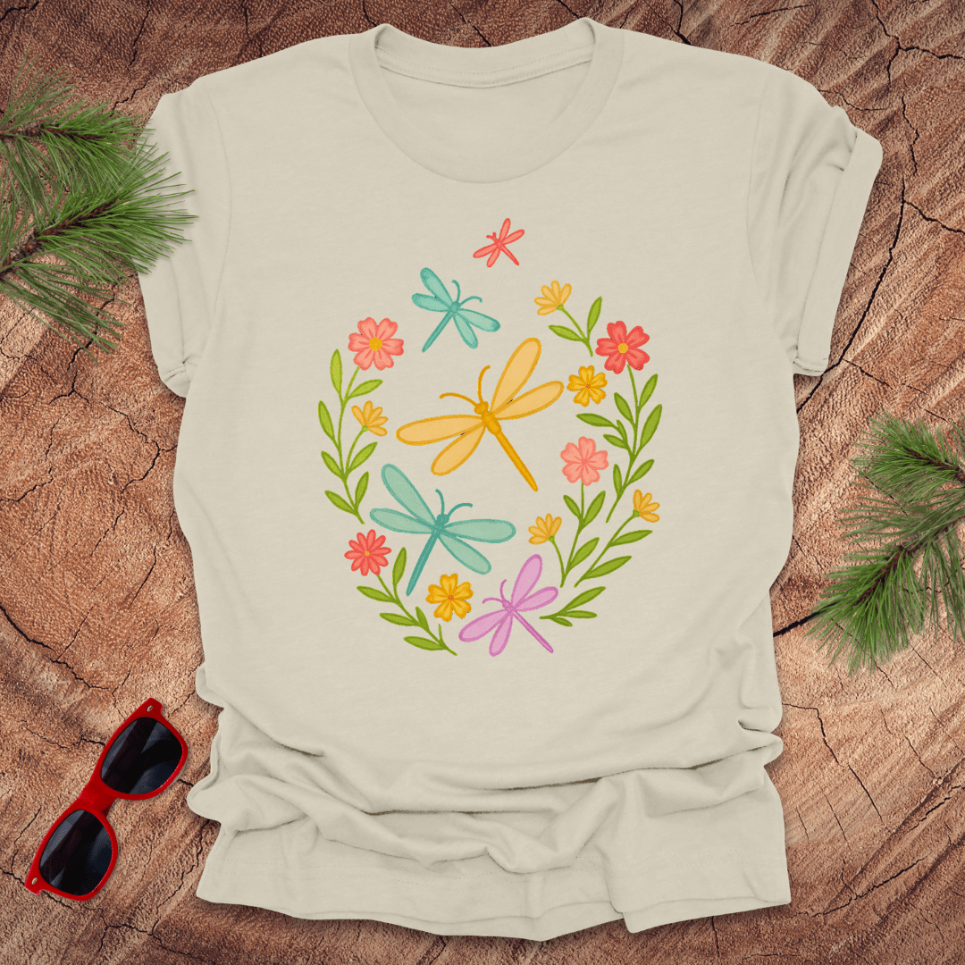 Dragonflies and Flowers Tee - Wandering Owl Adventure Gear