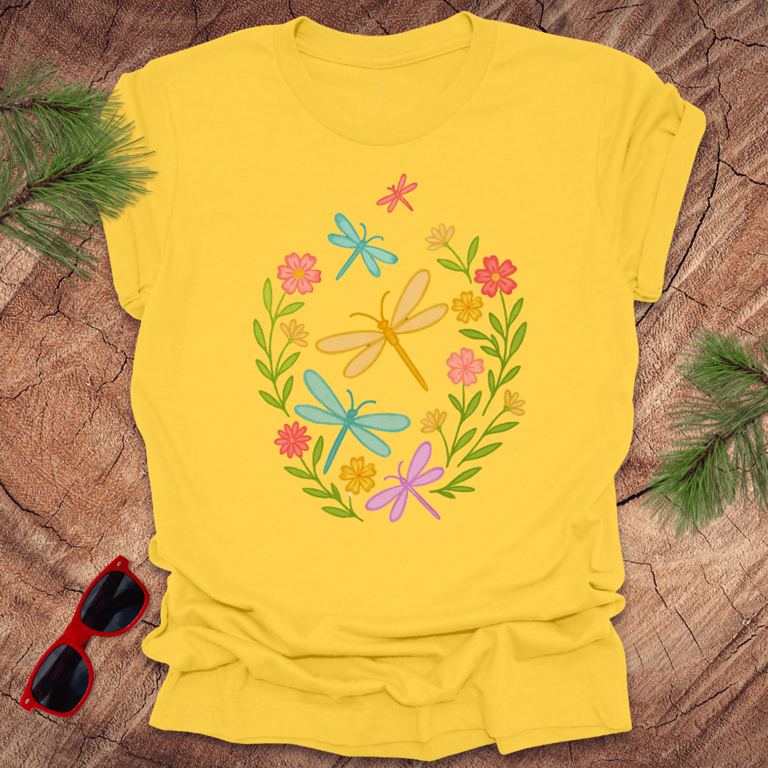 Dragonflies and Flowers Tee - Wandering Owl Adventure Gear