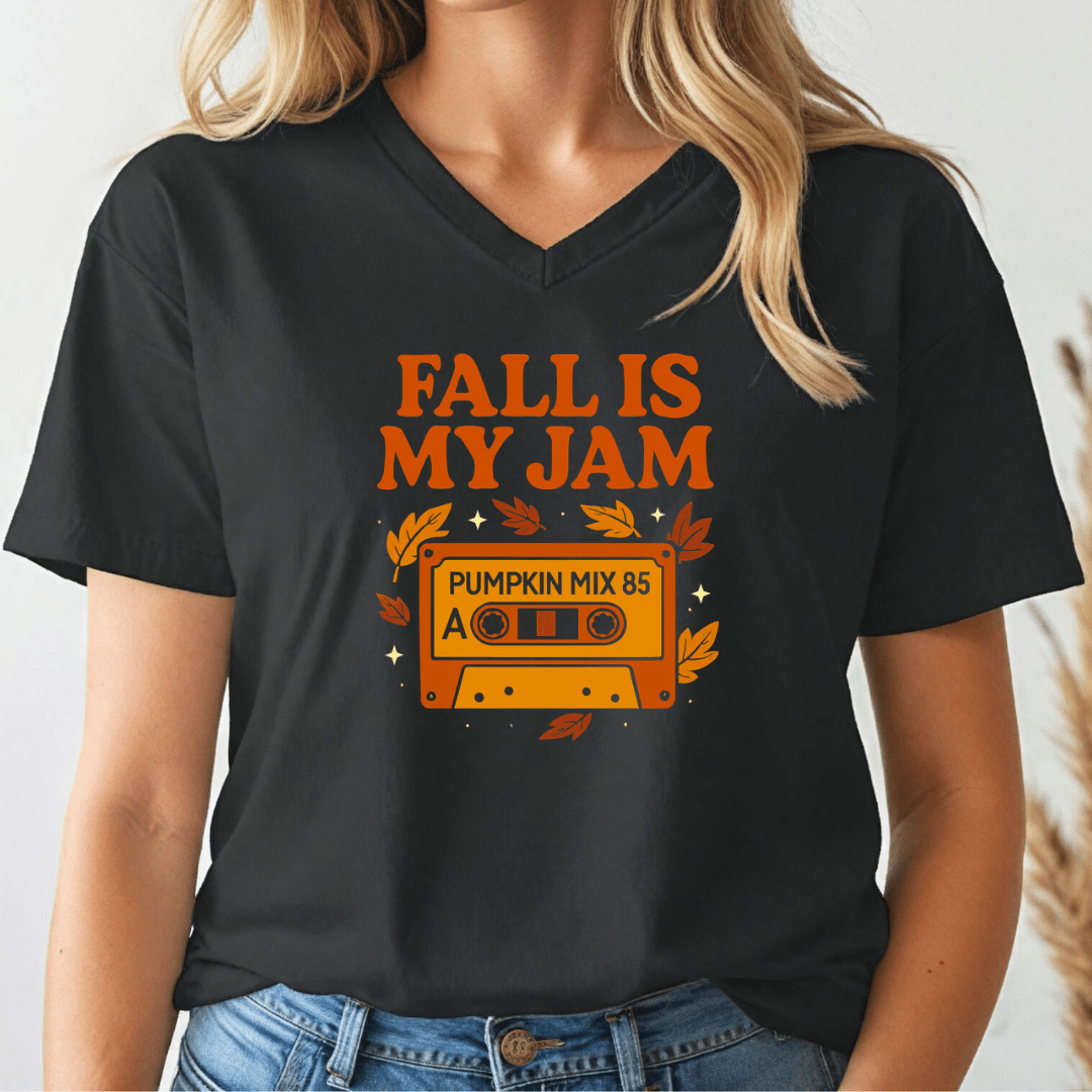 Fall Is My Jam V - Neck Tee - Wandering Owl Adventure Gear