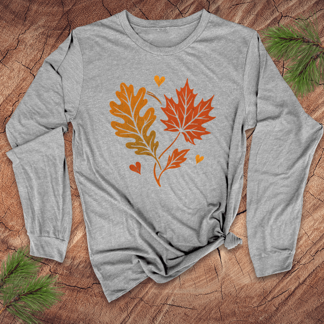 Fall Leaves Love Long - Sleeve Tee - Wandering Owl Adventure Gear