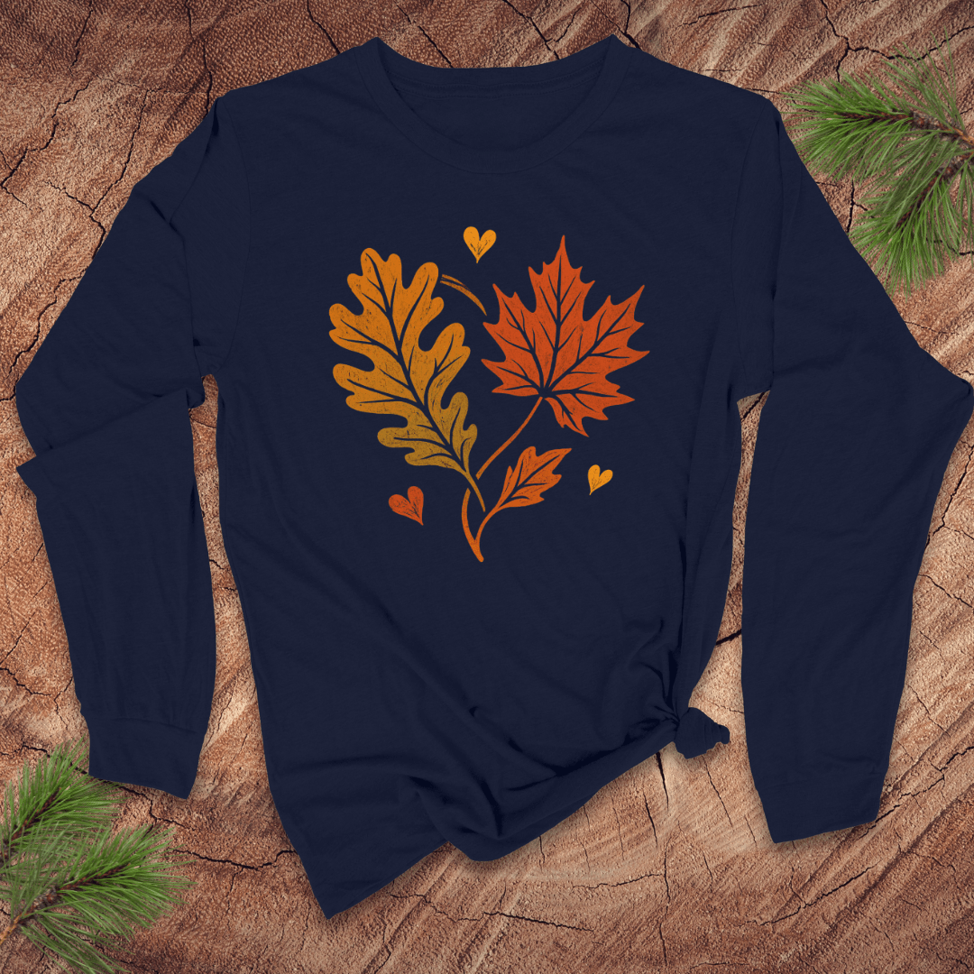 Fall Leaves Love Long - Sleeve Tee - Wandering Owl Adventure Gear
