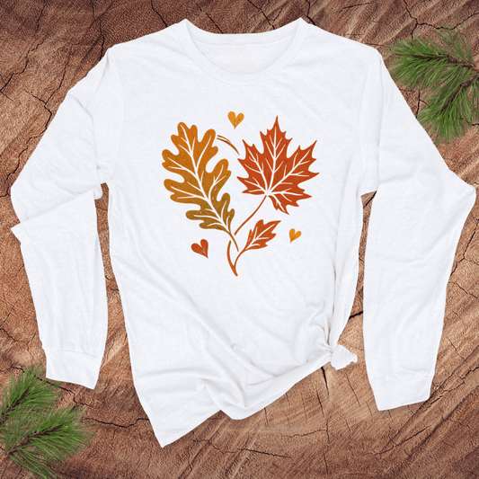 Fall Leaves Love Long - Sleeve Tee - Wandering Owl Adventure Gear