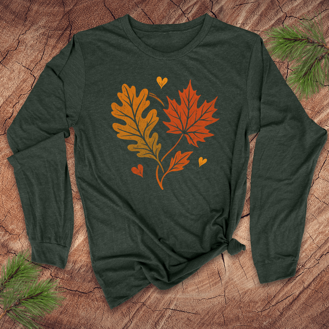 Fall Leaves Love Long - Sleeve Tee - Wandering Owl Adventure Gear