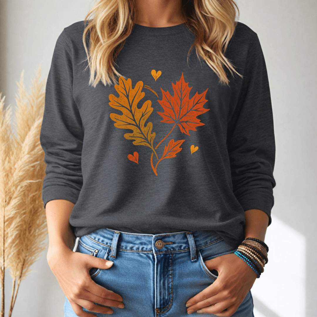 Fall Leaves Love Long - Sleeve Tee - Wandering Owl Adventure Gear