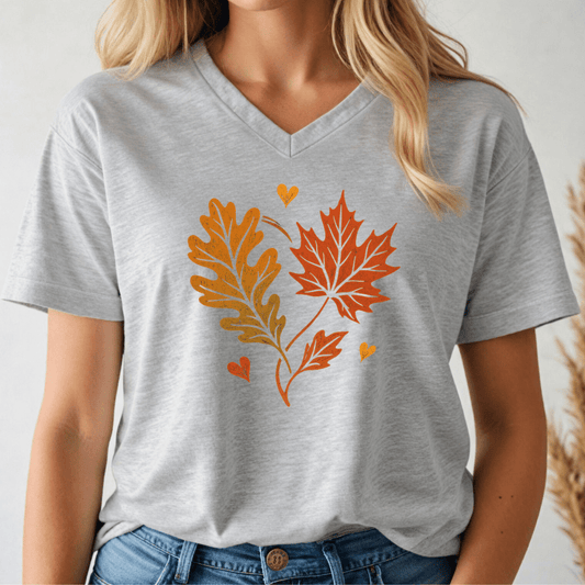 Fall Leaves Love V - neck Tee - Wandering Owl Adventure Gear
