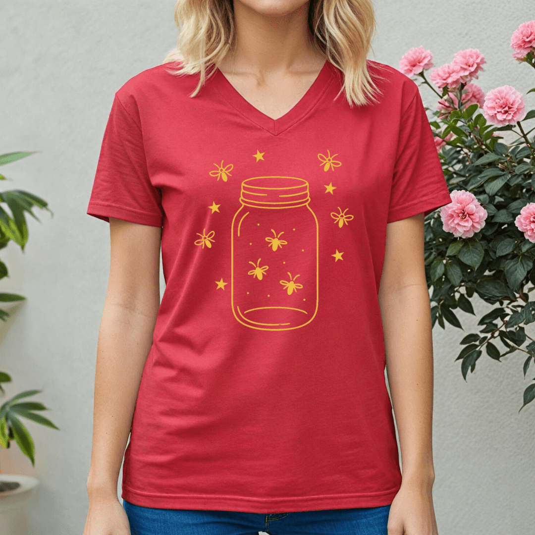 Fireflies and Stars V - neck Tee - Wandering Owl Adventure Gear