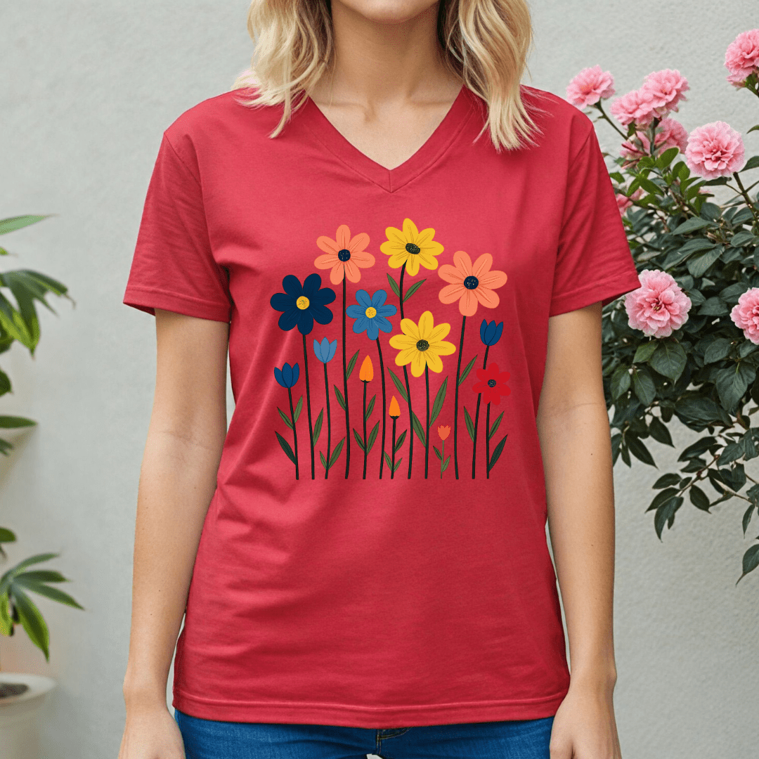 Flower Garden V - neck Tee - Wandering Owl Adventure Gear