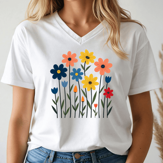 Flower Garden V - neck Tee - Wandering Owl Adventure Gear