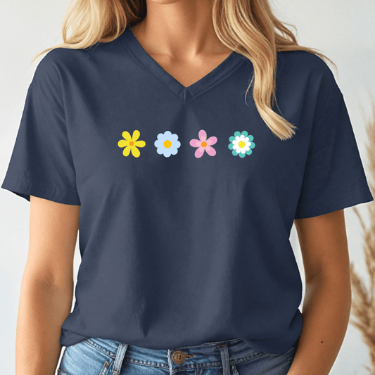 Flower Power V - neck Tee - Wandering Owl Adventure Gear