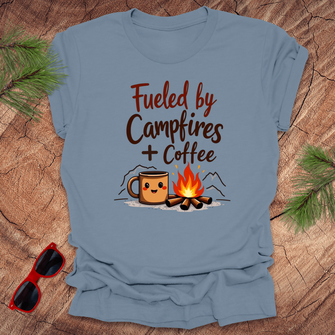 Fueled by Campfires + Coffee Tee - Wandering Owl Adventure Gear