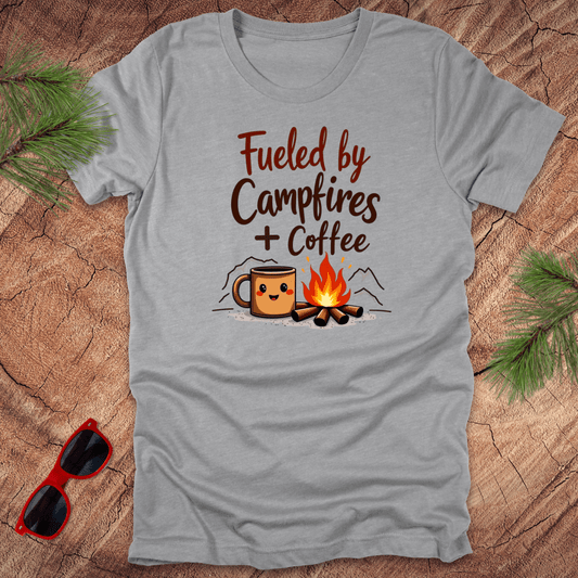 Fueled by Campfires + Coffee Tee - Wandering Owl Adventure Gear