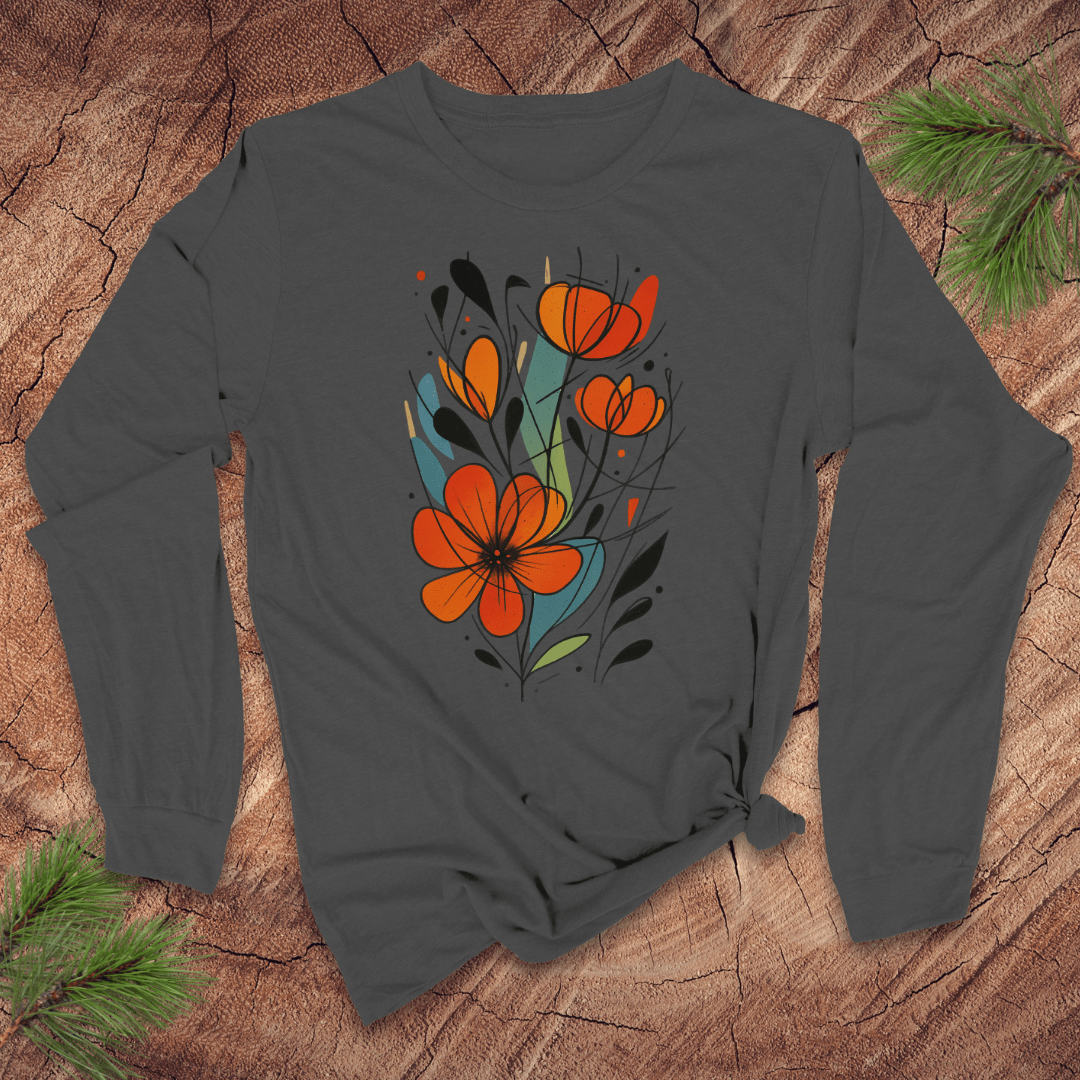 Geometric Flowers Long - Sleeve Tee - Wandering Owl Adventure Gear