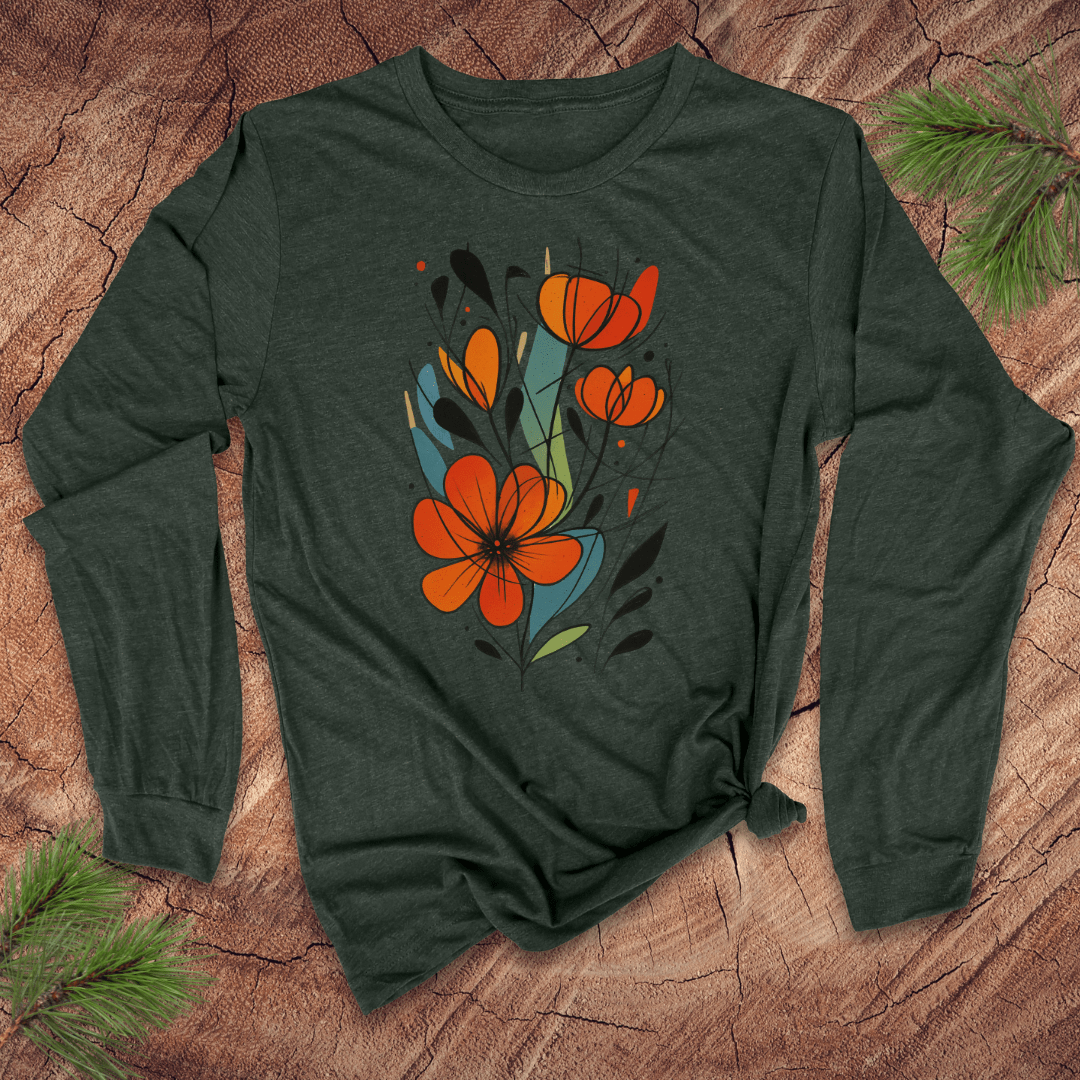 Geometric Flowers Long - Sleeve Tee - Wandering Owl Adventure Gear