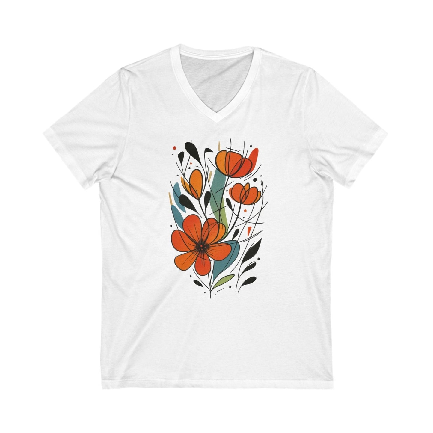 Geometric Flowers V - neck Tee - Wandering Owl Adventure Gear
