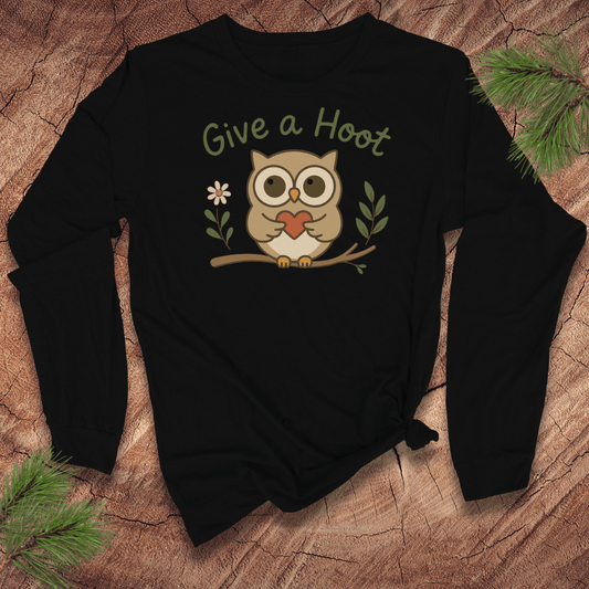 Give A Hoot Long Sleeve Tee - Wandering Owl Adventure Gear