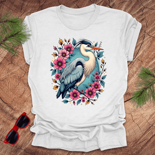 Heron Floral Tee - Wandering Owl Adventure Gear