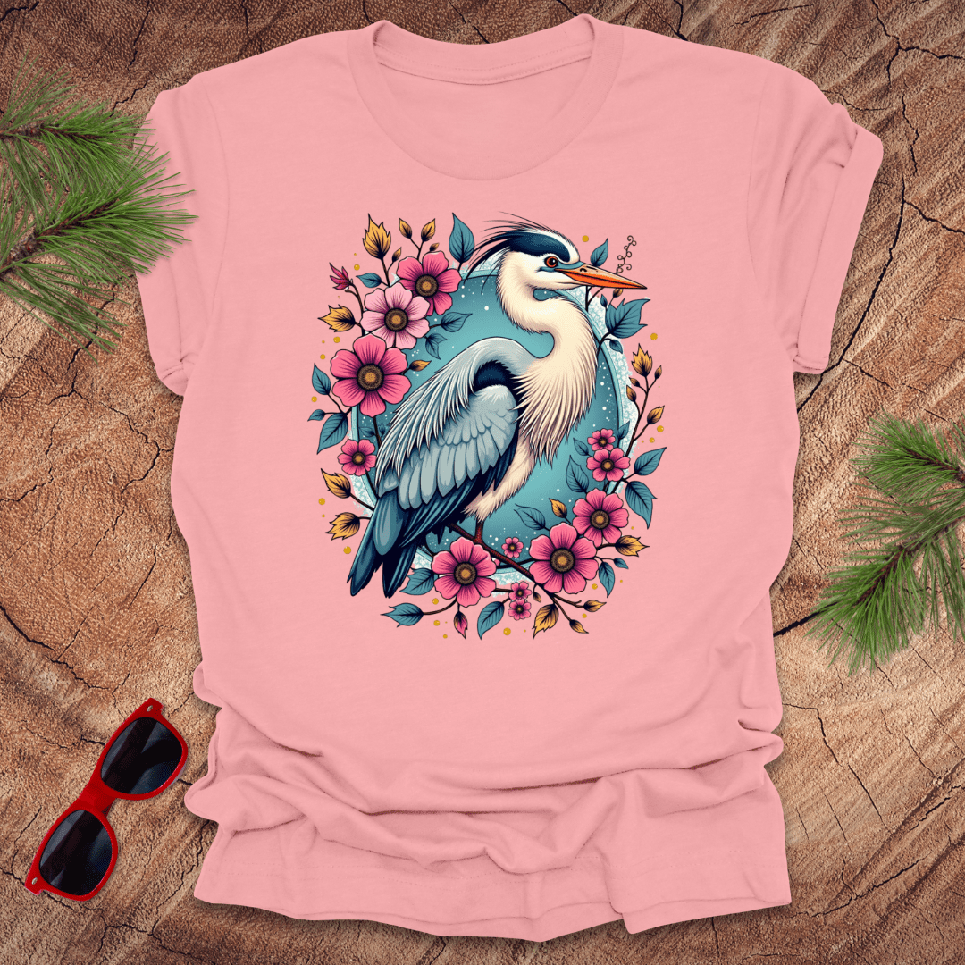 Heron Floral Tee - Wandering Owl Adventure Gear