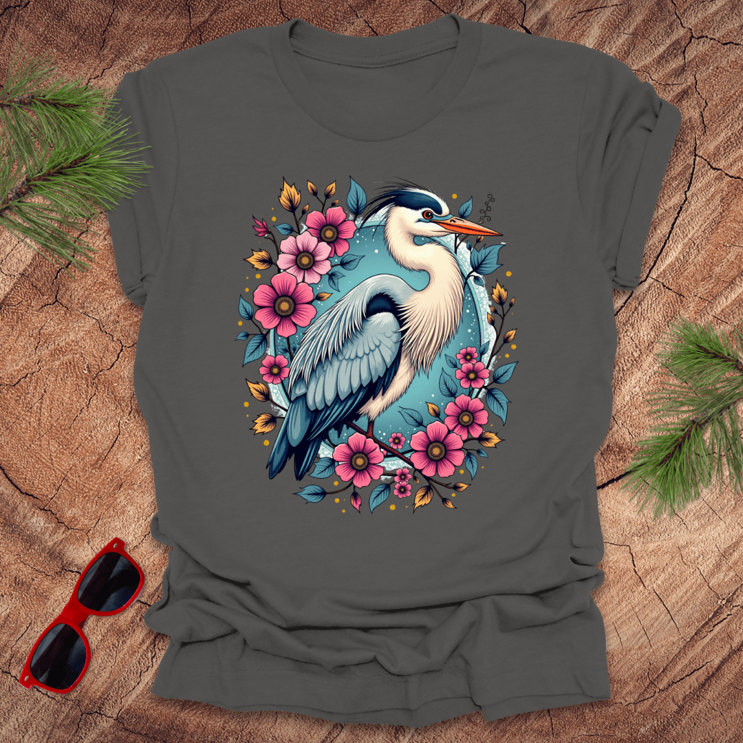 Heron Floral Tee - Wandering Owl Adventure Gear
