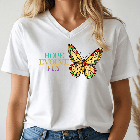 Hope Butterfly V-Neck Tee
