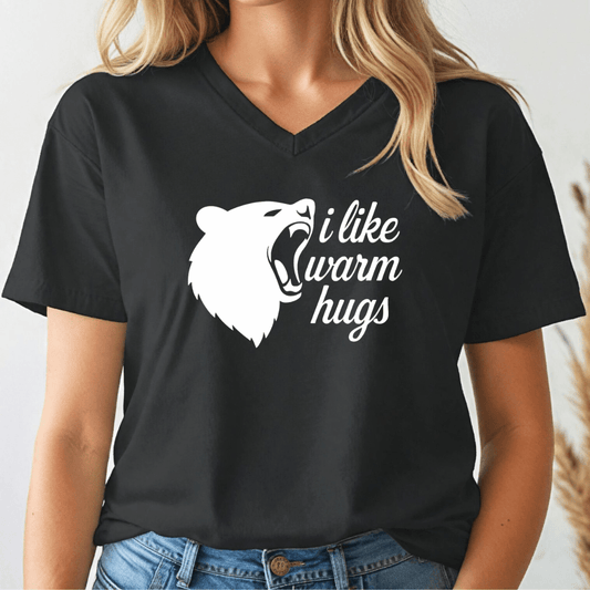 I like Warm Hugs V - neck Tee - Wandering Owl Adventure Gear