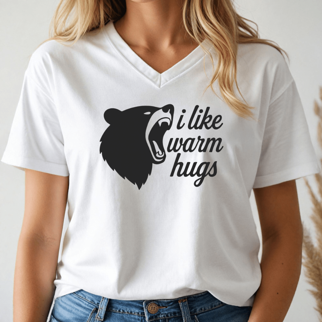 I like Warm Hugs V - neck Tee - Wandering Owl Adventure Gear