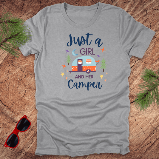 Just a Girl and Her Camper Tee - Wandering Owl Adventure Gear