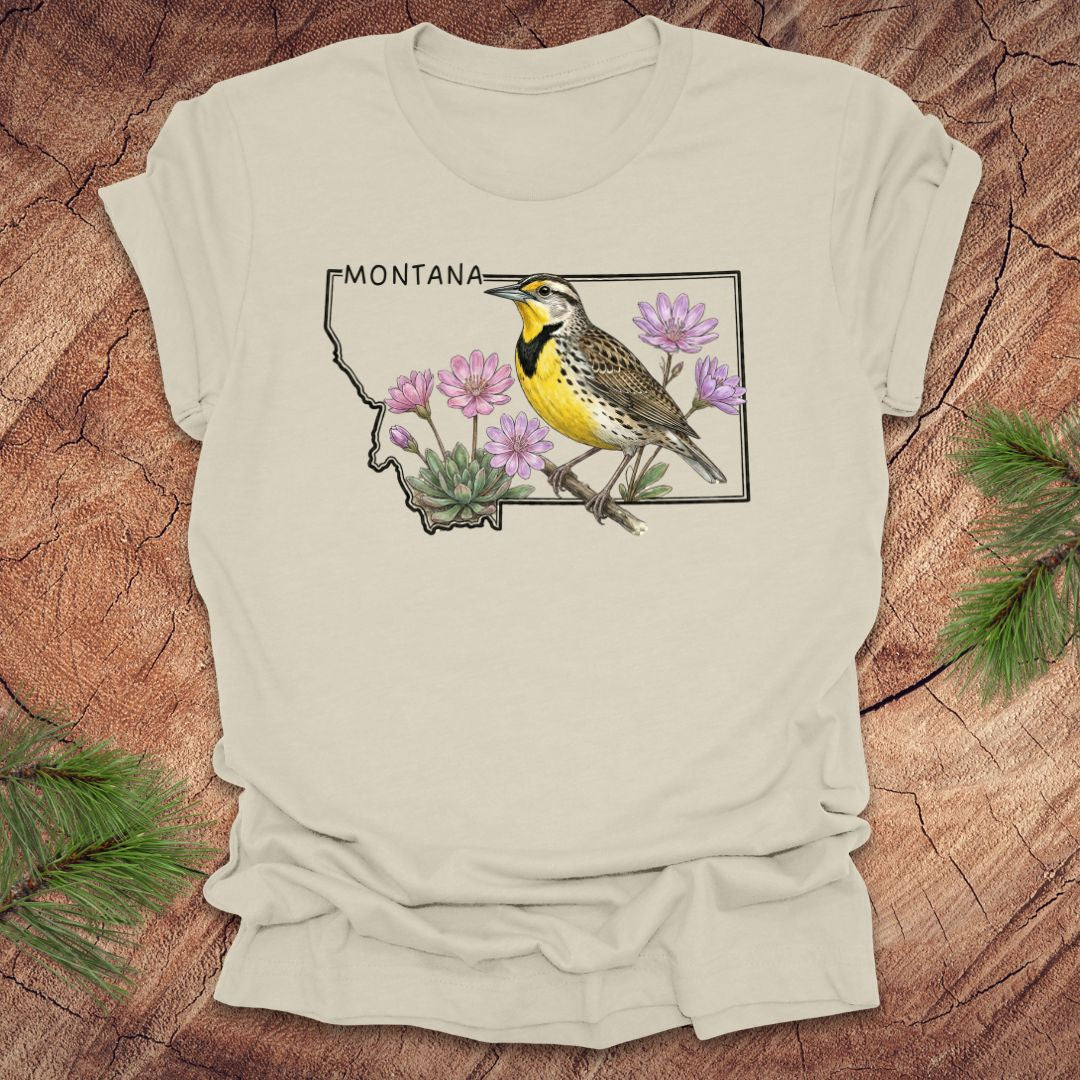 Montana State Bird Western Meadowlark Tee — Natural