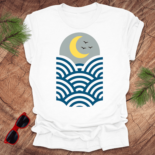 Moon and Waves Tee - Wandering Owl Adventure Gear