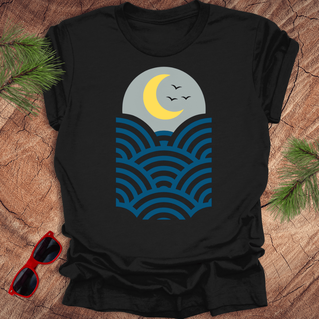 Moon and Waves Tee - Wandering Owl Adventure Gear