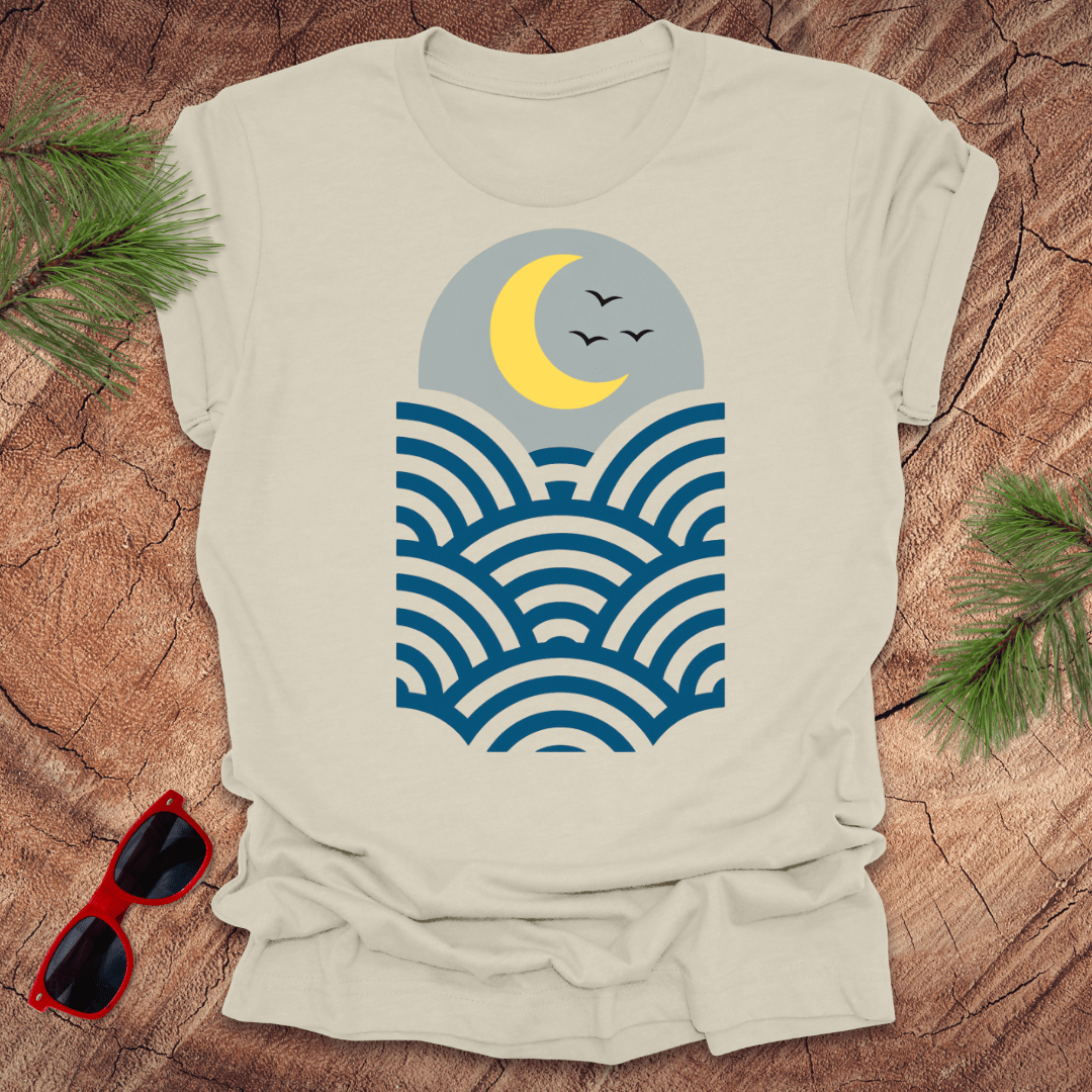 Moon and Waves Tee - Wandering Owl Adventure Gear