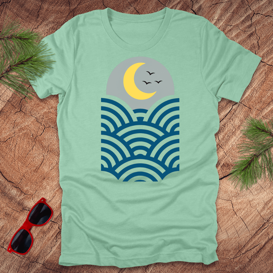 Moon and Waves Tee - Wandering Owl Adventure Gear