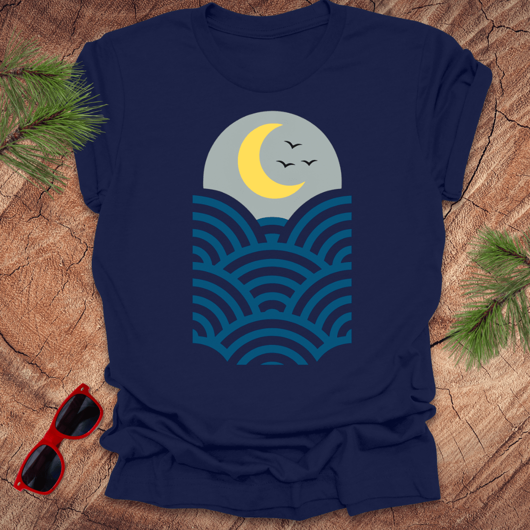 Moon and Waves Tee - Wandering Owl Adventure Gear