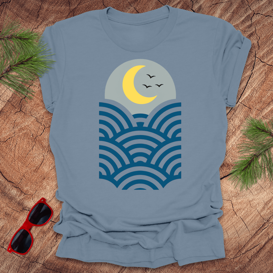 Moon and Waves Tee - Wandering Owl Adventure Gear