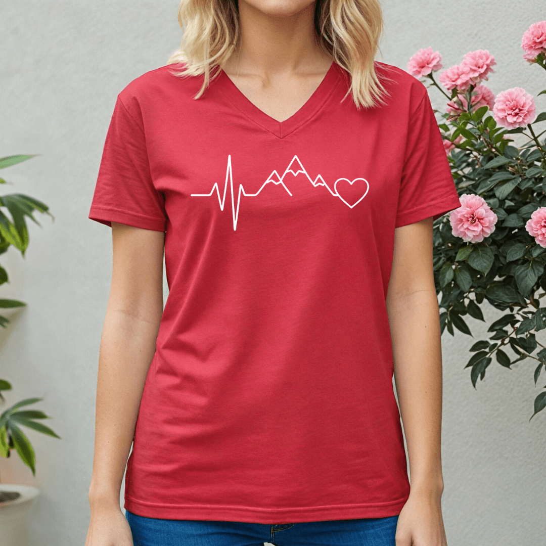 Mountain Heartbeat V - neck Tee - Wandering Owl Adventure Gear
