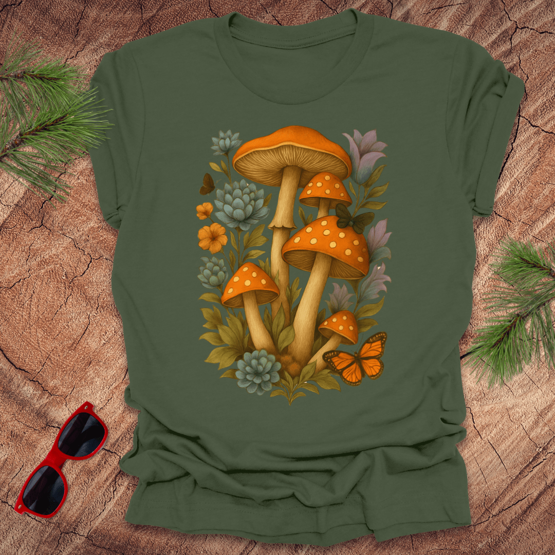 Mushrooms and Flowers Tee - Wandering Owl Adventure Gear