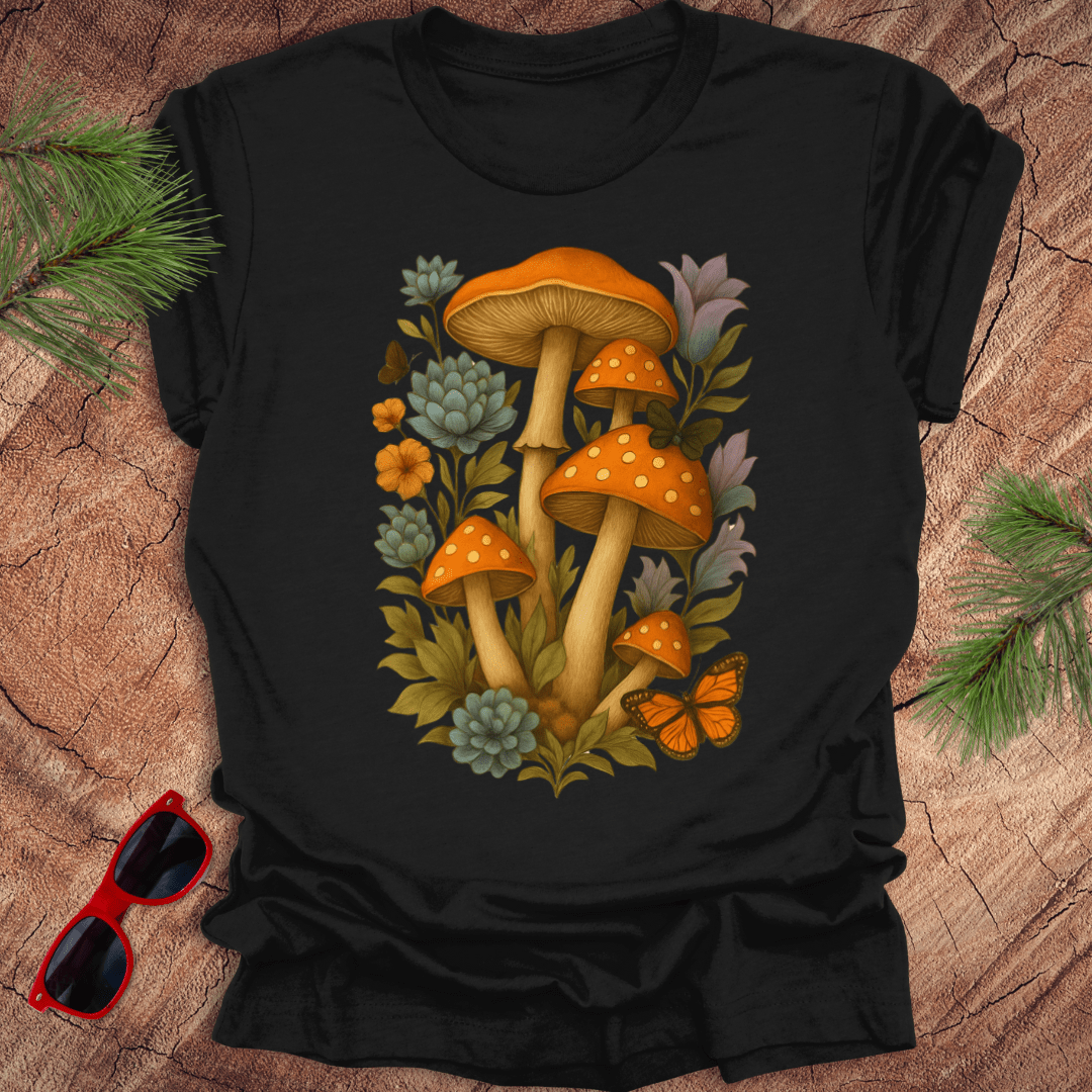 Mushrooms and Flowers Tee - Wandering Owl Adventure Gear