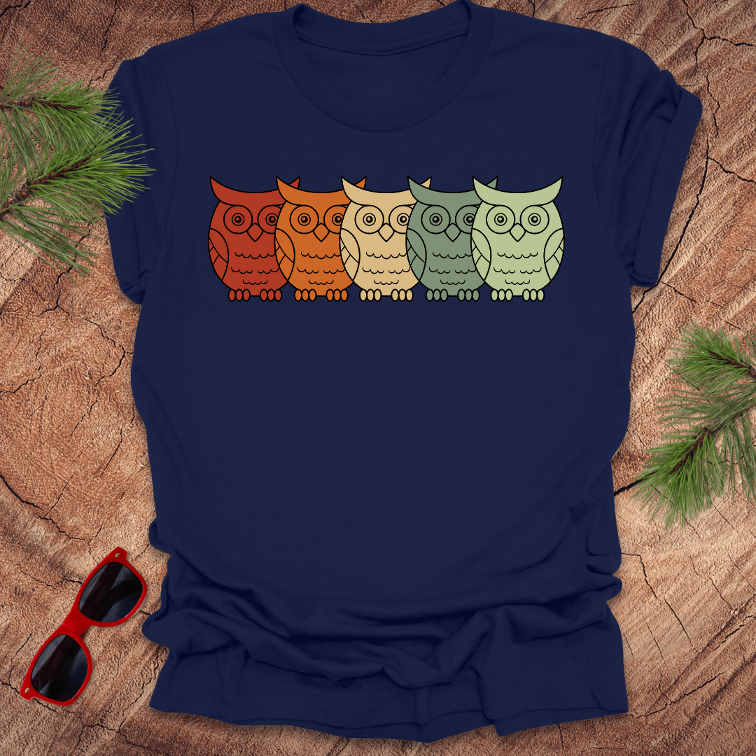 Owls on Parade Rainbow Tee - Wandering Owl Adventure Gear