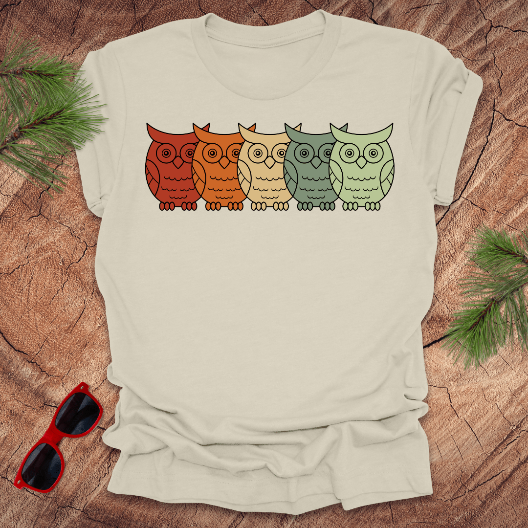 Owls on Parade Rainbow Tee - Wandering Owl Adventure Gear