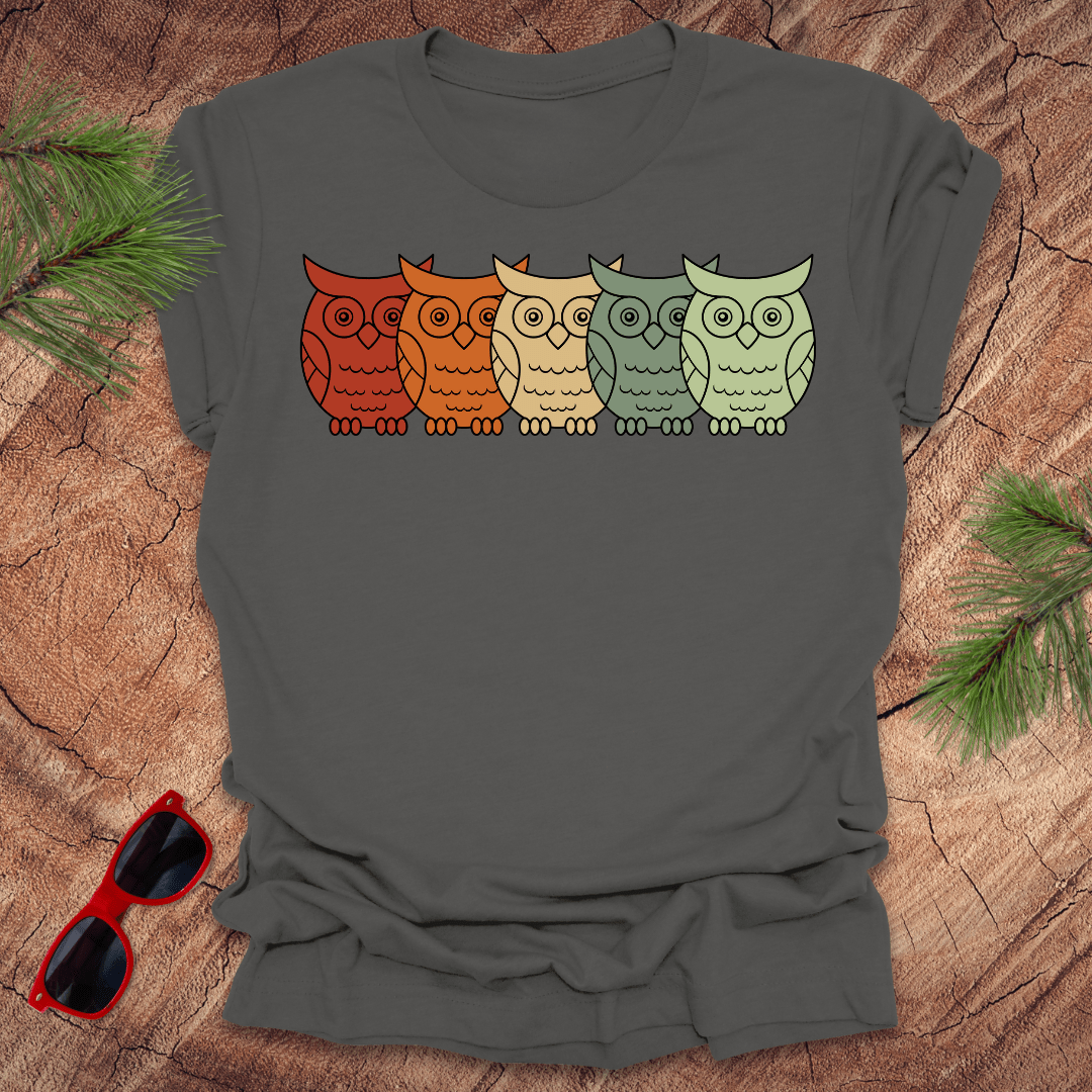 Owls on Parade Rainbow Tee - Wandering Owl Adventure Gear
